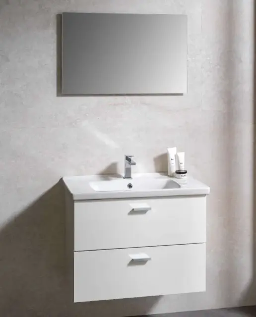 NOKEN PACK NK CONCEPT Комплект 80 см: зеркало, тумба, раковина, смеситель, сифон, дк, белый/xром