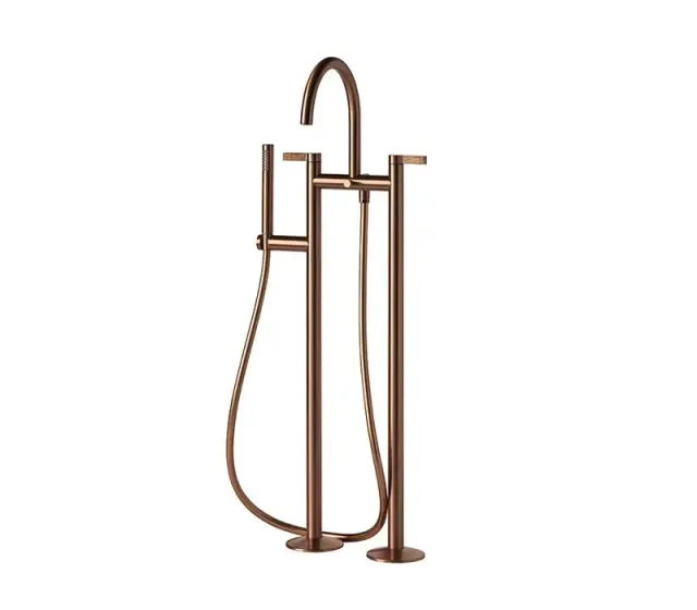 NOKEN LIGNAGE LUXE Смеситель напольный для ванны, шланг 150 см, ручная лейка,медь браш