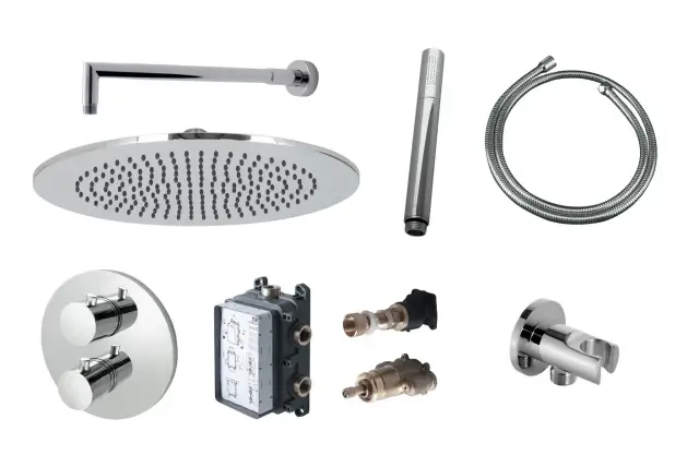 NOKEN KIT ROUND Комплект для душа, с верхним душем NEPTUNE Oval 30x20 см, хром