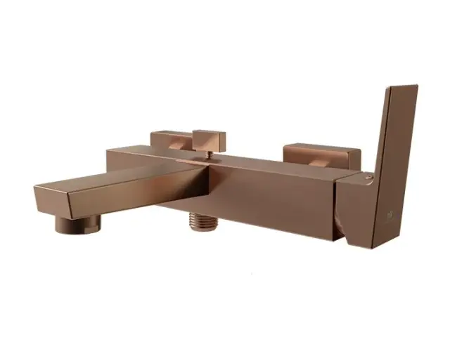 NOKEN SQUARE Смеситель для ванны настенный, для душа 18 л/мин, для ванны 15,98 л/мин, браш. медь