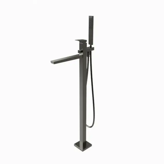 NOKEN SQUARE Однорычажный напольный смеситель для ванны с ручным душем, браш. титан