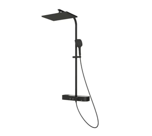 NOKEN TOUCH&FEEL SQUARE Душевая стойка с термостатом, р/душ 7 и верхний душ 9,15 л/мин, чёрный