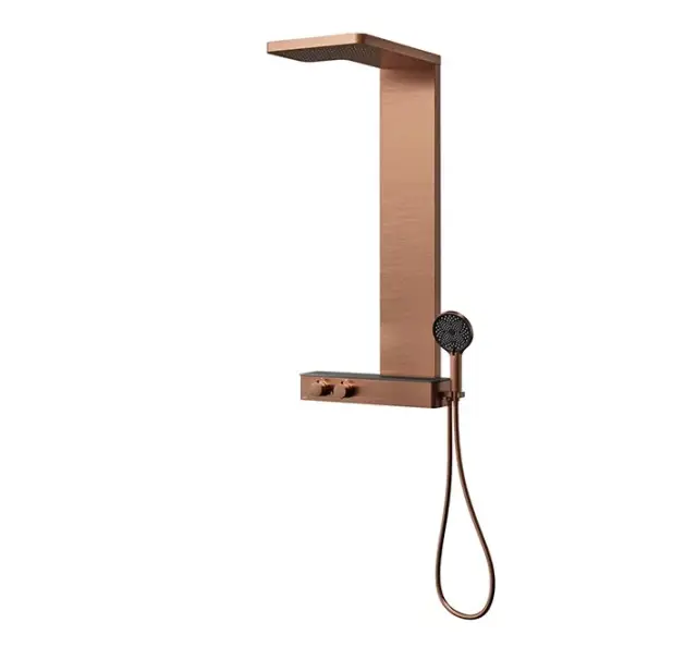 NOKEN LOUNGE Панель для душа с термостатом, верхним и ручным душем, браш. медь