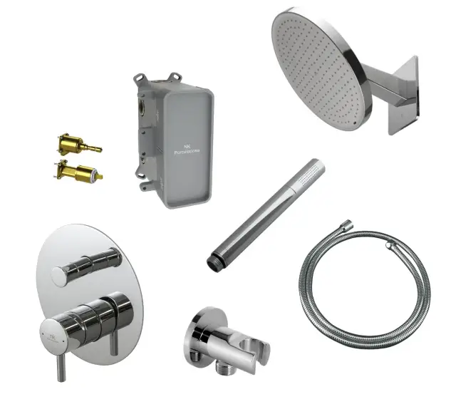 NOKEN PACK PLUMP Комплект для душа со смесителем и верхним душем Ø30 см, хром