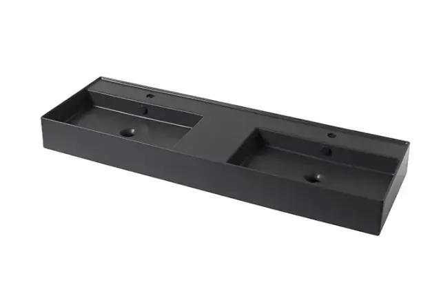 NOKEN ESSENCE C Раковина двойная подвесная 141 см, со сливом, с 2 отв. под смеситель, черный