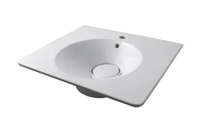 NOKEN TONO Раковина подвесная 60 см с переливом и керамическим донным клапаном, белый