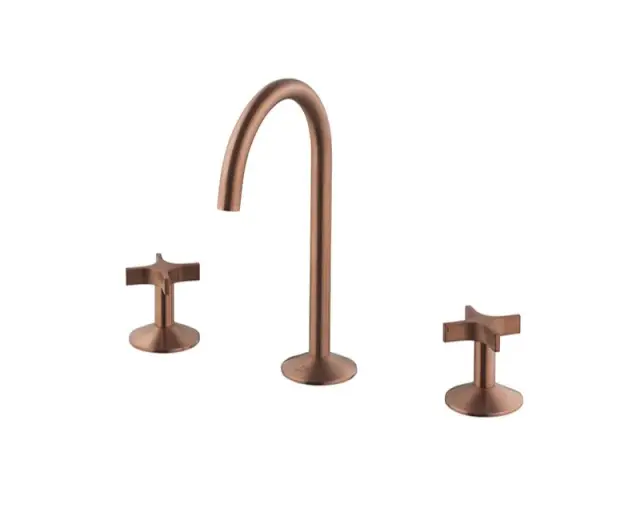 NOKEN LIGNAGE CROSS Смеситель для раковины на 3 отверстия, без ДК, 5 л/мин, браш. медь