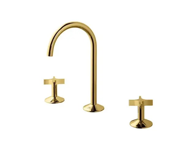 NOKEN LIGNAGE CROSS Смеситель для раковины на 3 отверстия, без ДК, 5 л/мин, золото