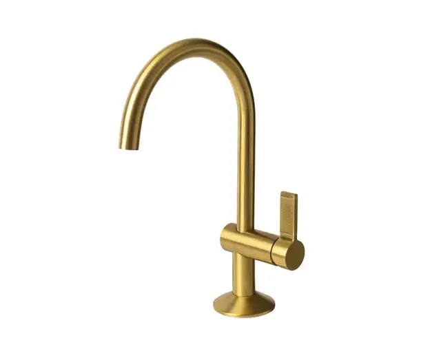 NOKEN LIGNAGE LUXE Смеситель однорычажный для раковины, ребристая ручка, без ДК, браш. золото