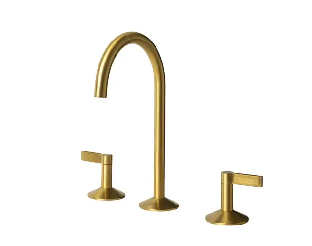 NOKEN LIGNAGE LUXE Смеситель для раковины на 3 отверстия, БЕЗ ДК, ребристая ручка, браш. золото