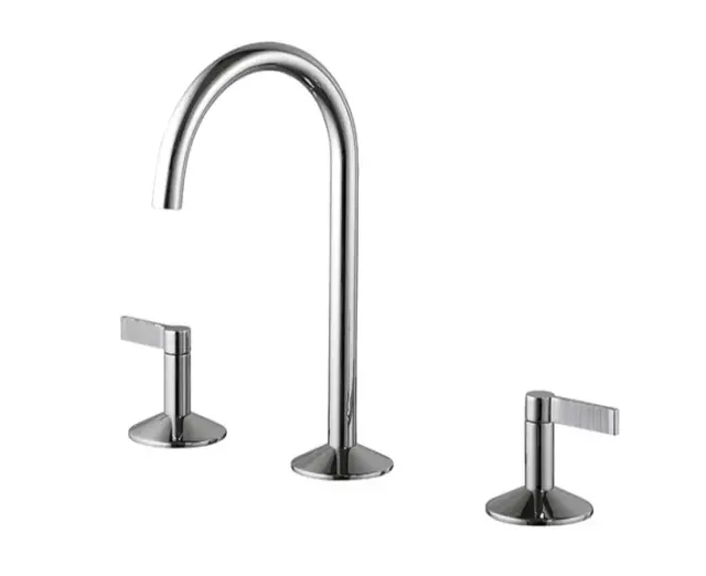 NOKEN LIGNAGE LUXE Смеситель для раковины на 3 отверстия, БЕЗ ДК, 5 л/мин, ребристая ручка, хром