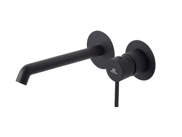 NOKEN ROUND Внешняя часть смесителя для раковины из стены, вылет 200 мм, черный