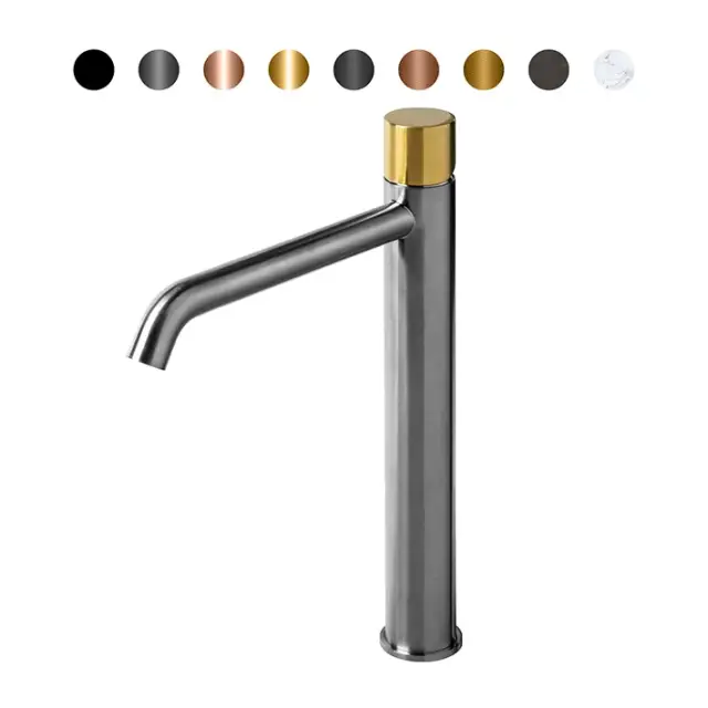 NOKEN ROUND CUSTOM Смеситель для раковины высокий H306 мм, 5 л/мин, без ДК, браш. титан/colors.