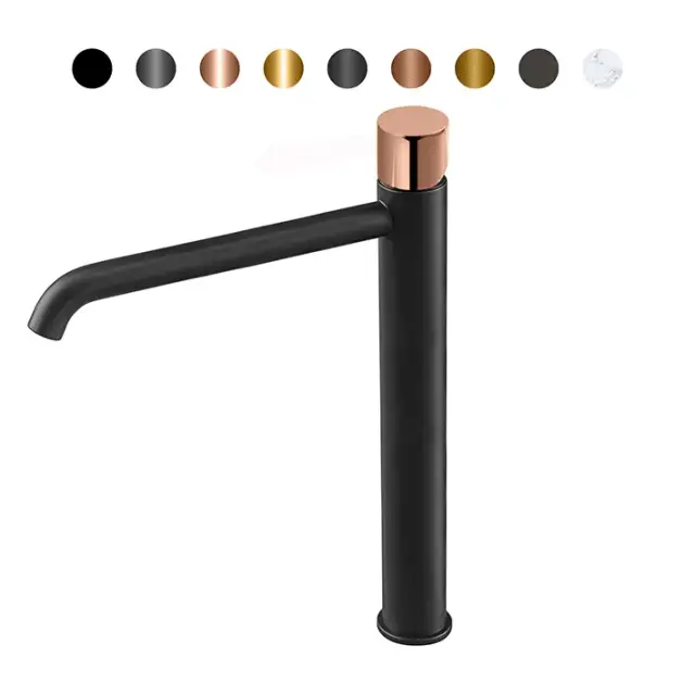 NOKEN ROUND CUSTOM Смеситель для раковины высокий H306 мм, 3/8”, 5 л/мин, без ДК, черный мат/colors.