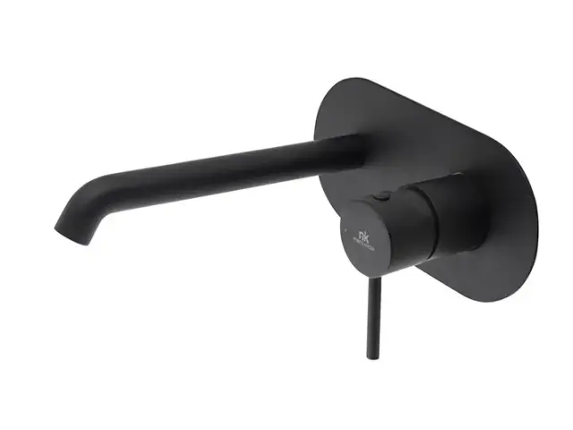 NOKEN ROUND Смеситель для раковины из стены, вынос 200 мм, 5 л/мин, черный