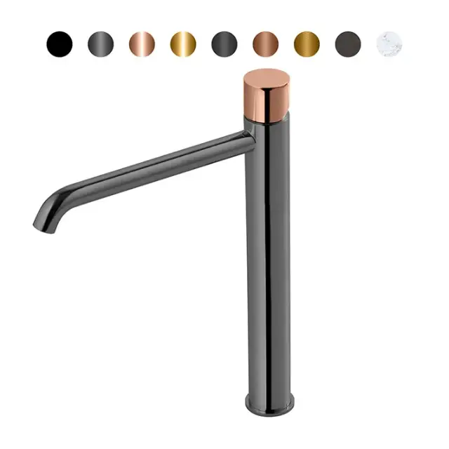 NOKEN ROUND CUSTOM Смеситель для раковины высокий H306 мм, 5 л/мин, без ДК, титан/colors.