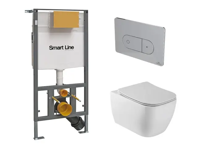 NOKEN PACK LOUNGE BLANCO Комплект: инсталяция,клавиша, сиденье, унитаз подвесной, хром/белый