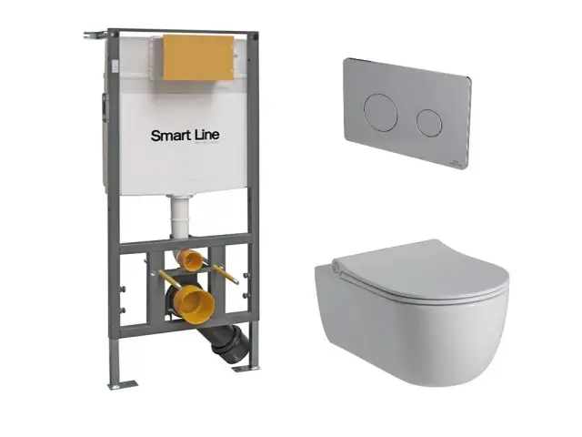 NOKEN PACK ACRO COMPACT RIMLESS 54 CM Комплект подвесного унитаза, белый матовый/хром