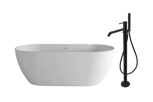 NOKEN PACK LOUNGE Комплект: смеситель, ванна, скрытый корпус, сифон, черный/белый матовый